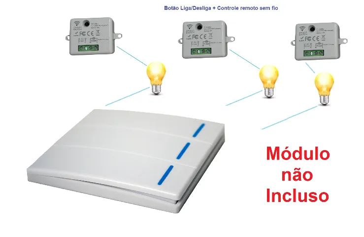Interruptor Sem Fio Rf433 1 2 ou 3 Teclas Para Módulos e Dispositivos RF - Foto 4