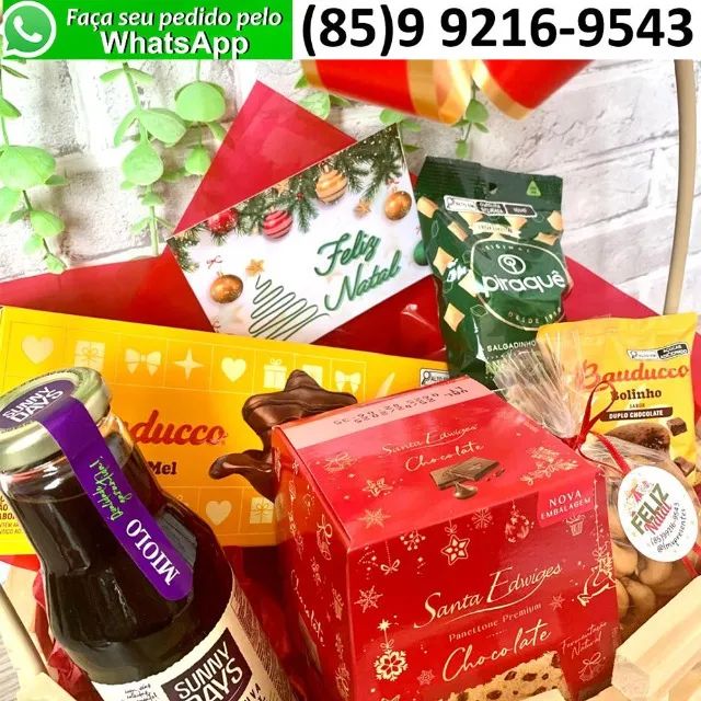 Kit Cesta Presente Natal com Panettone Chocottone Bauducco Cartão Natalino - Foto 4
