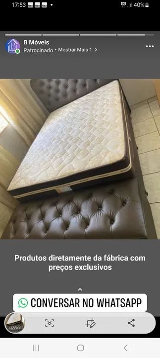 Cama casal conjunto completo  no corino  marrom  - Foto 2