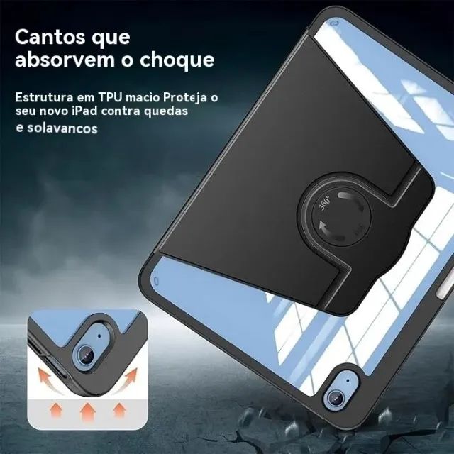 Capa Giratória Book Cover Com Slot P/ Caneta P/ Ipad Pro 12.9 Ipad Air 13 2024/2025 - Foto 3