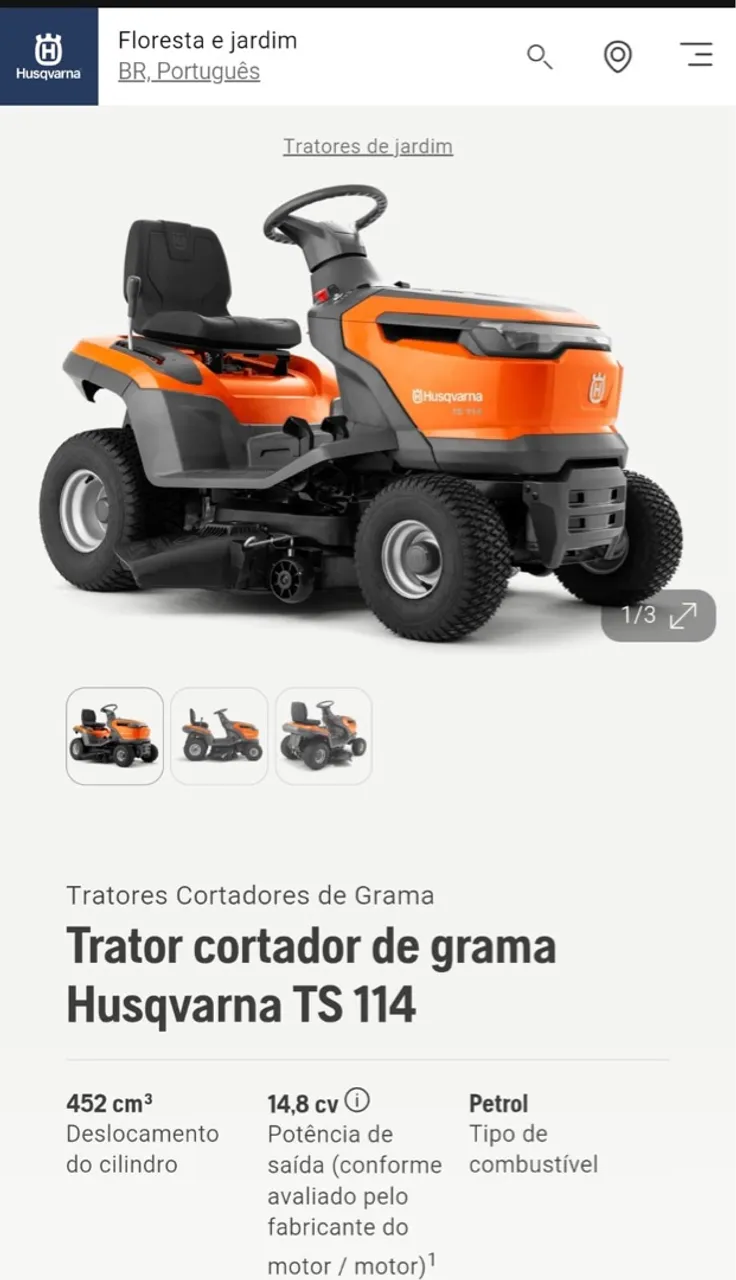 Trator Cortador de Grama Husqvarna TS 114