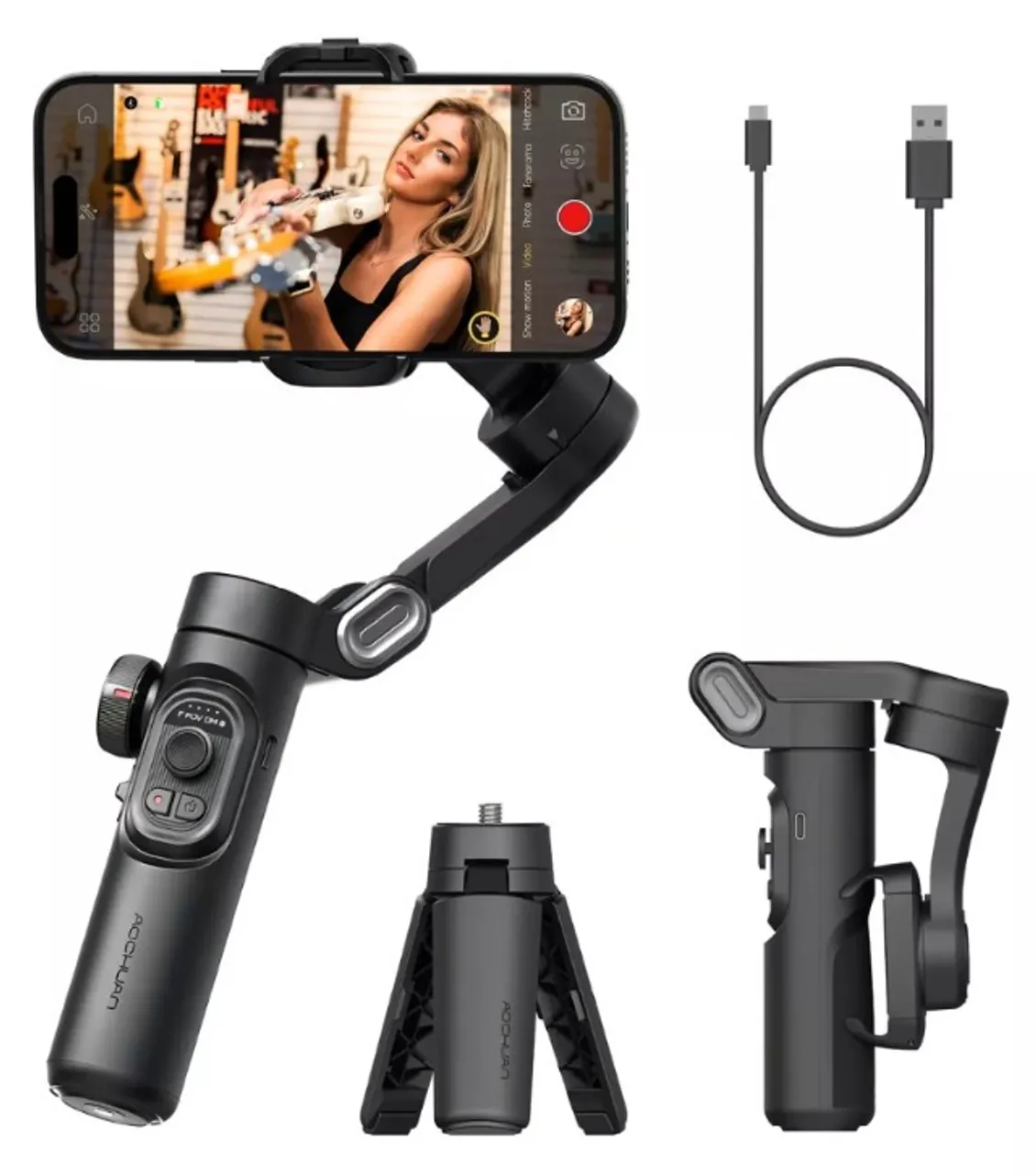 Estabilizador Gimball Aochuan Smart Xe de 3 Eixos AI Rastreamento facial
