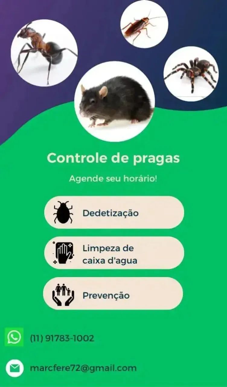 Serviço de dedetização e limpeza de caixa d'água 