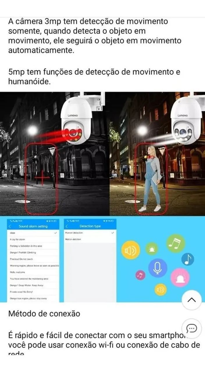 LENOVO Câmera de Segurança externa+cartão 64gbs/360 °/5G/Visão Noturna/Prova DE água/fulhd - Foto 6