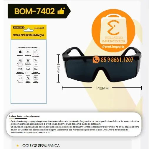 Óculos Segurança Preto BOM-7402 - Foto 4