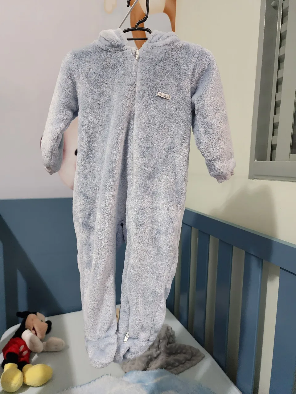 Macacão de Pelúcia para Bebê - Azul Claro