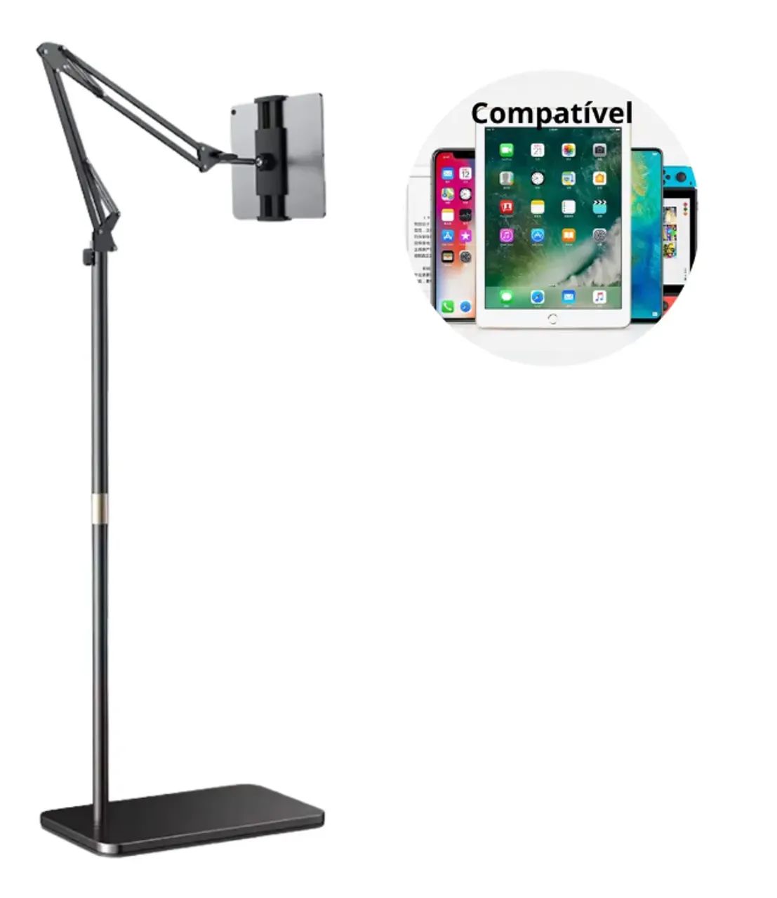Suporte de chão pedestal para tablet celular articulado 360 Floor Stand