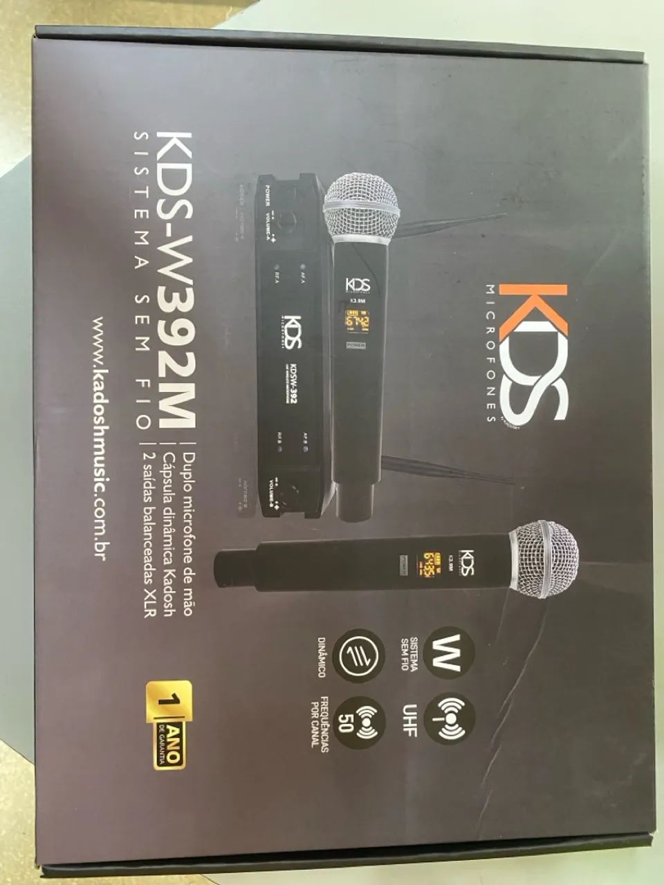 Microfone Duplo Bastão Sem Fio Kds-w382m Uhf Xlr Kadosh