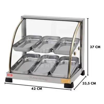Estufa De Salgados Vitrine Expositora 6 Bandejas Dupla Inox