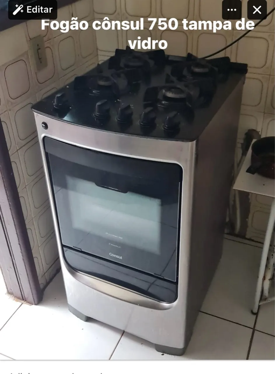 Fogão cônsul tampo de vidro