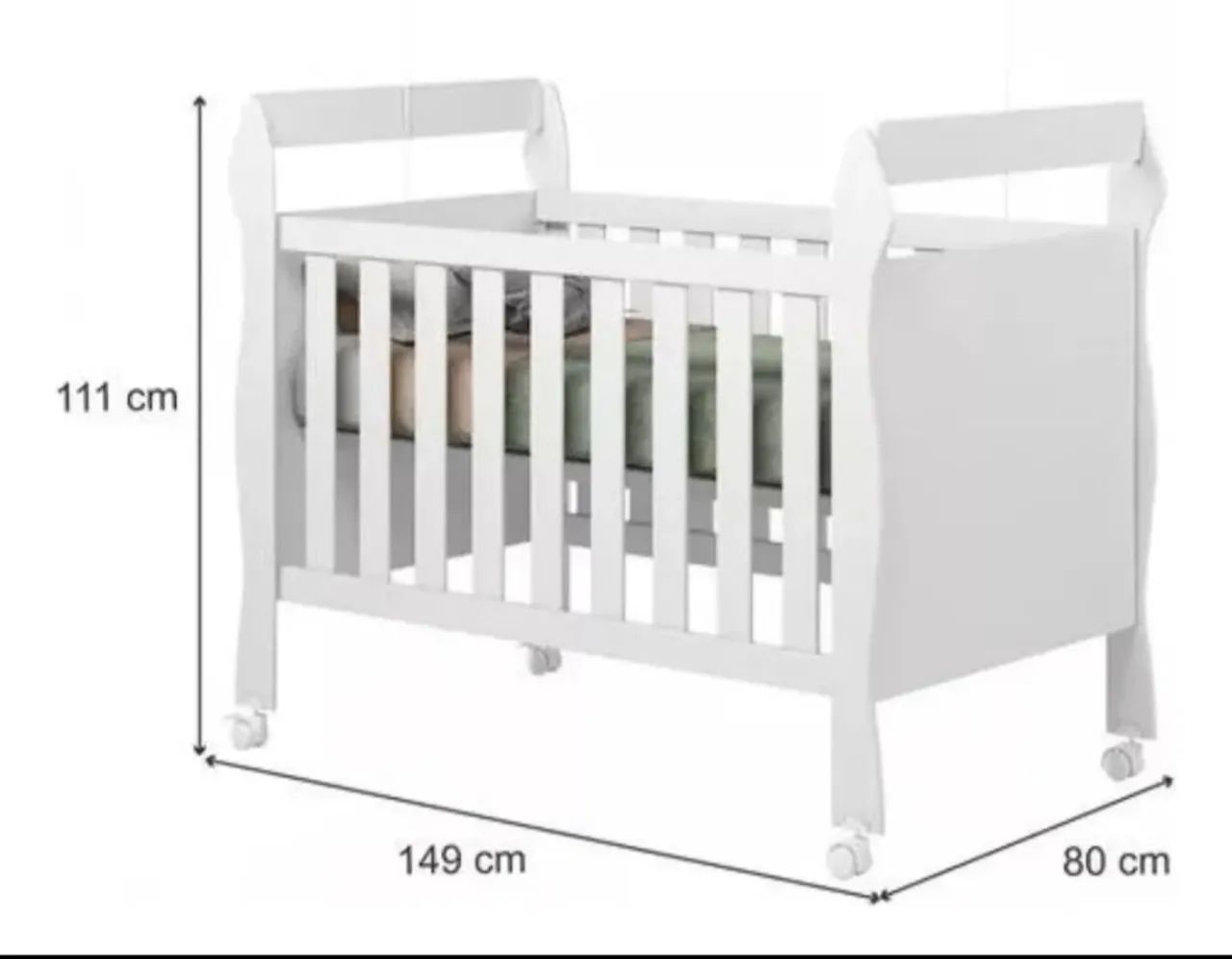 Berço Sofia Mini Cama Branco com Rodinhas, mm a pronta entrega  - Foto 6