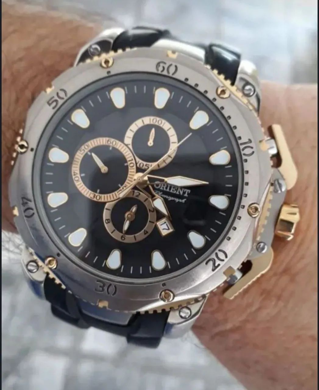 Relógio Orient Chronograph Masculino, nunca foi usado.  Estado de zero - Foto 4