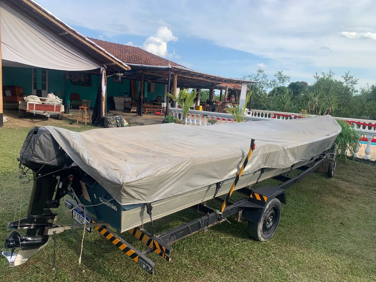 Barco alumínio com motor e carreta - Foto 3