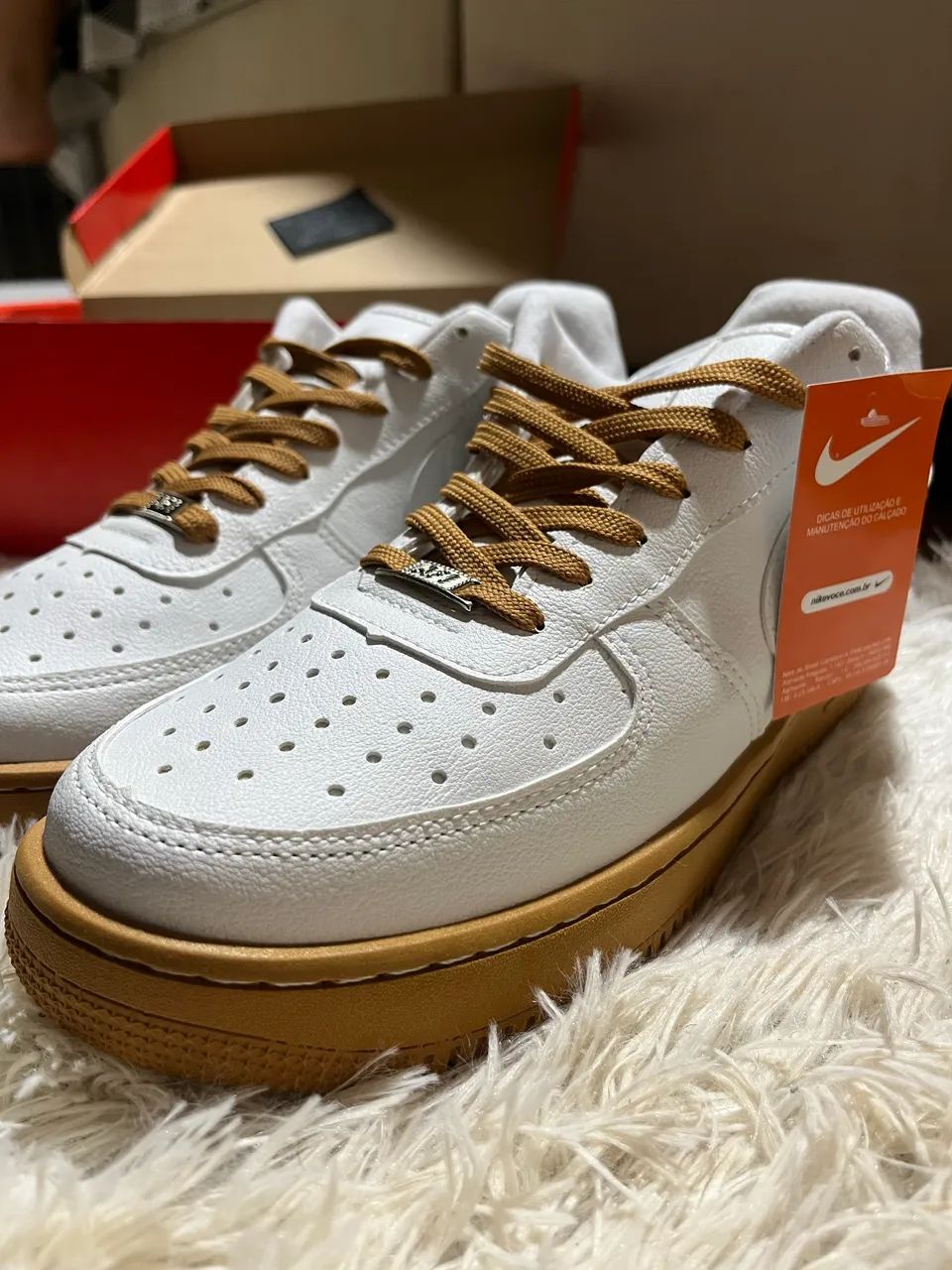 Nike Air Force Branco/Caramelo Calçados Serrana 1447824106