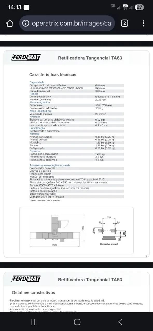 retifica plana ferdimat modelo ta63 - Foto 4