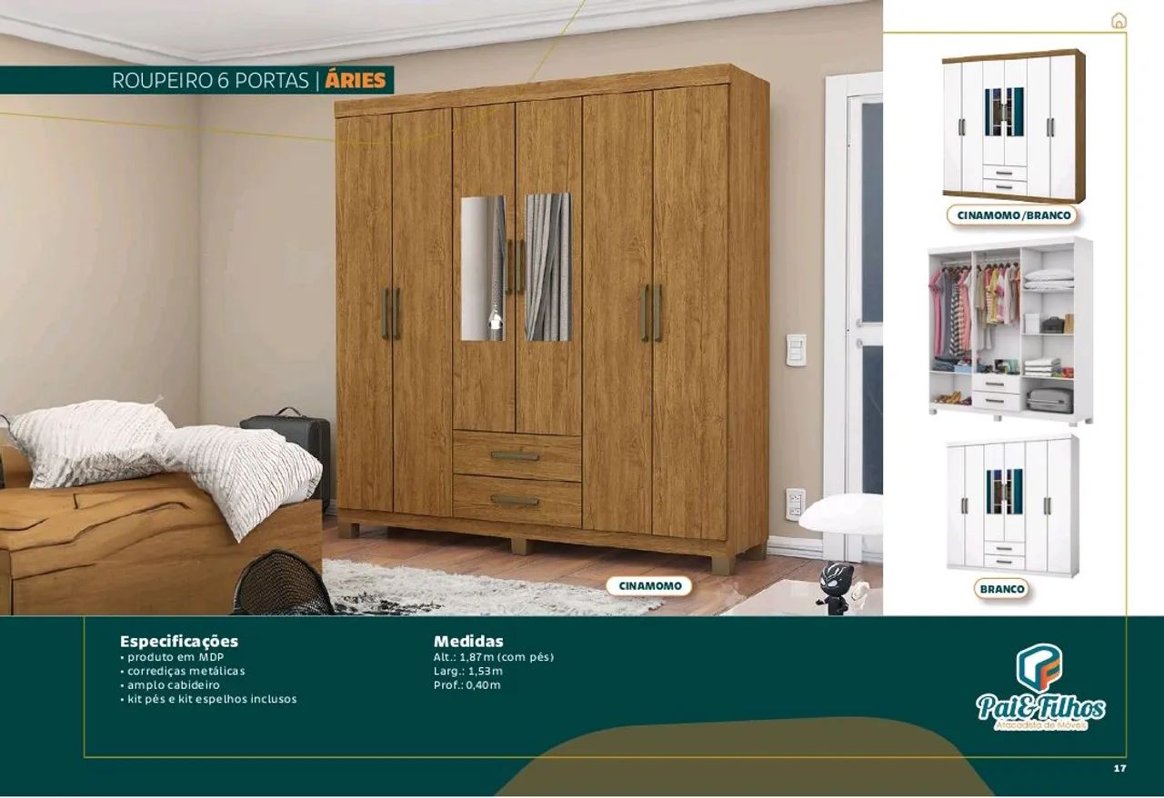 Guarda-Roupa 6 Portas Áries - Cinamomo