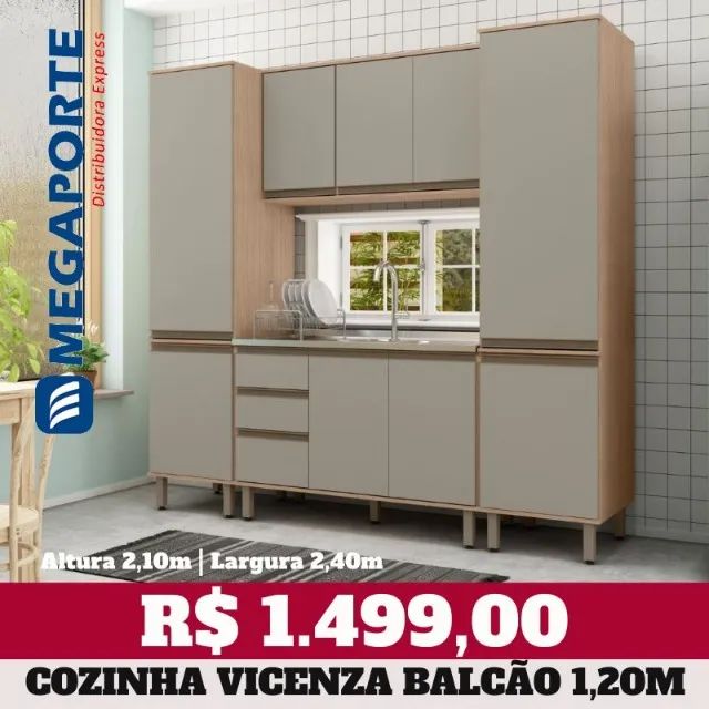 Armário de Cozinha Completo 4 Módulos com 2 Paneleiros (Novo) Entrega Grátis!  - Foto 3