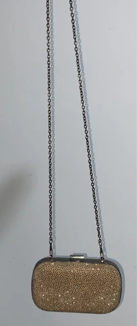 Clutch com Detalhes em Strass prateada  - Foto 3