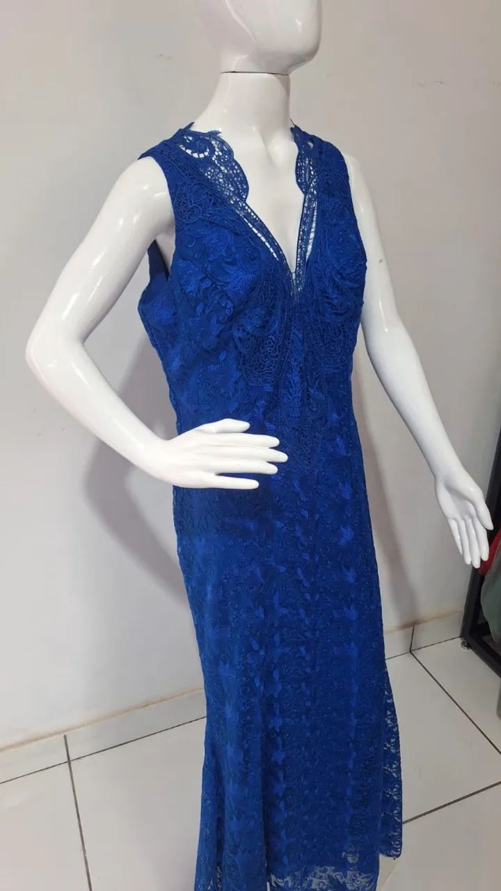Vestido Longo Azul em Renda - Foto 3