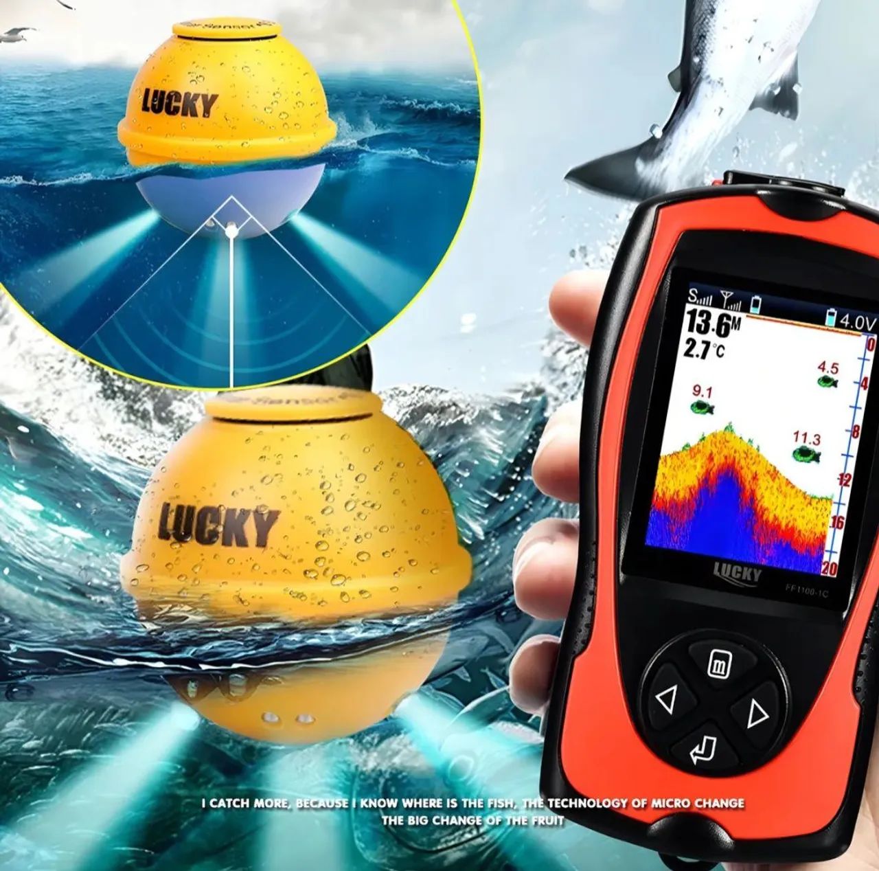 Carretilha molinete. SONAR SEM FIO FISH FINDER NOVO  - Foto 5