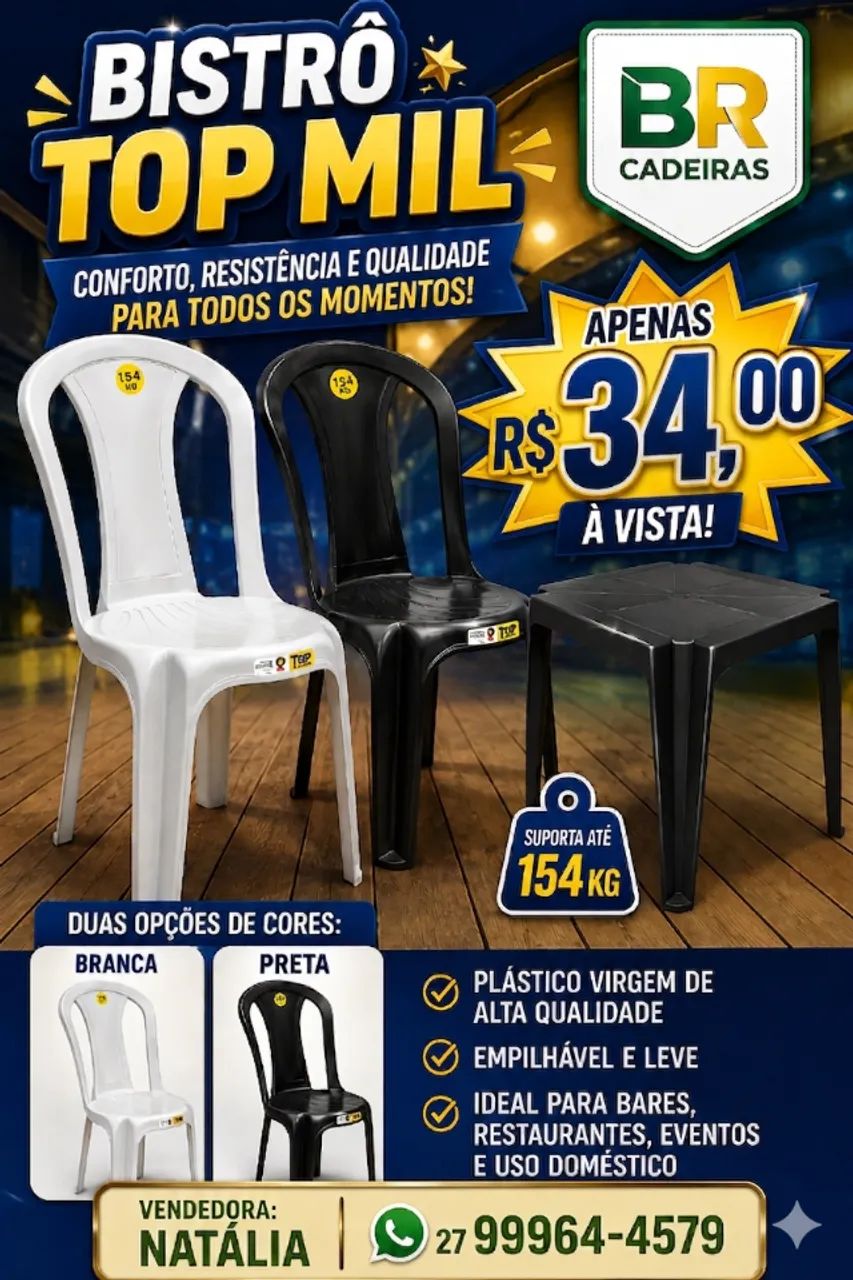 CADEIRA PLÁSTICA 154 KG -TOP MIL