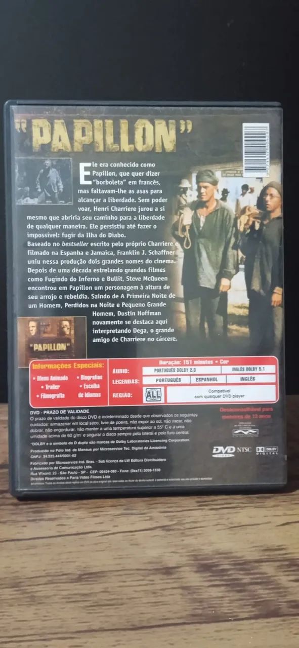 DVD do filme Papillon - Steve McQueen  - Dustin Hoffman  - Foto 2