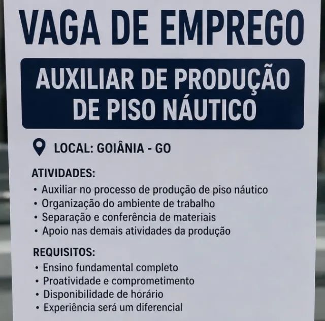 AUXILIAR DE PRODUÇÃO ! PISO NAUTICO