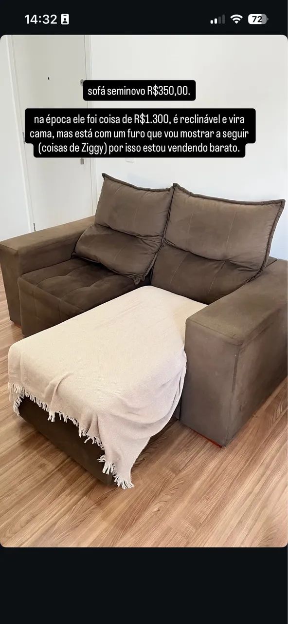 SOFÁ COM PEQUENO FURO 300,00
