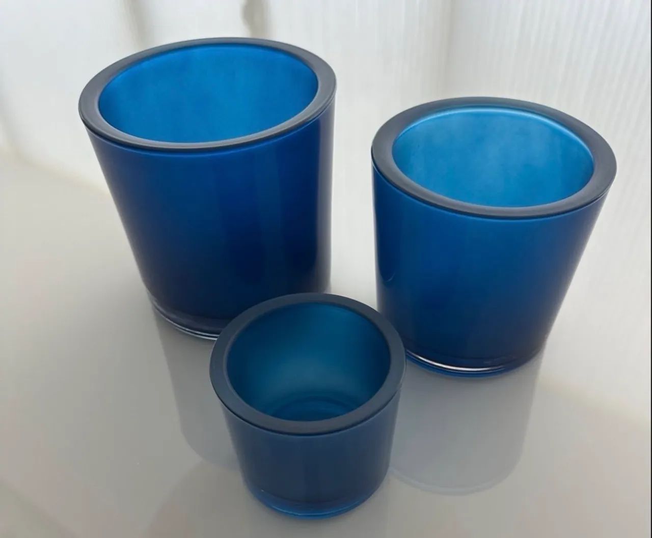 Trio de cachepô azul