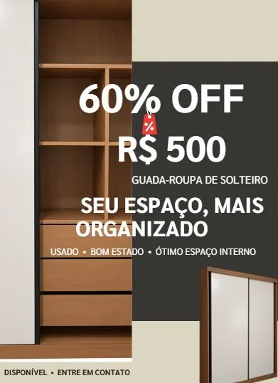 Guarda-roupa de Solteiro - Usado em Ótimo Estado
