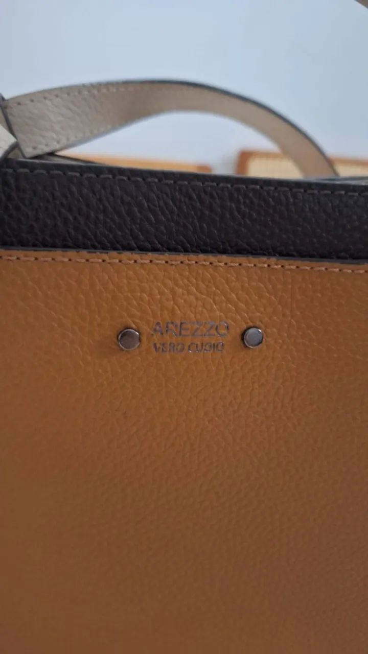 Bolsa de couro arezzo bege - Foto 3