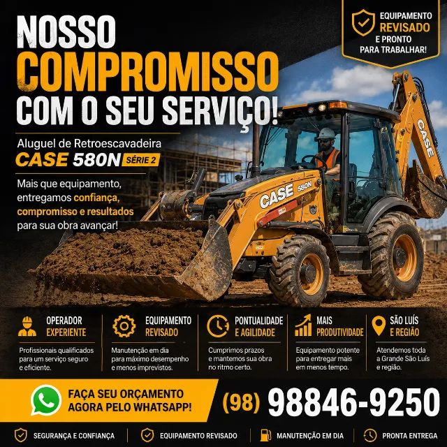 Aluguel de Retroescavadeira | Terraplanagem, Limpeza de Terrenos e Escavação