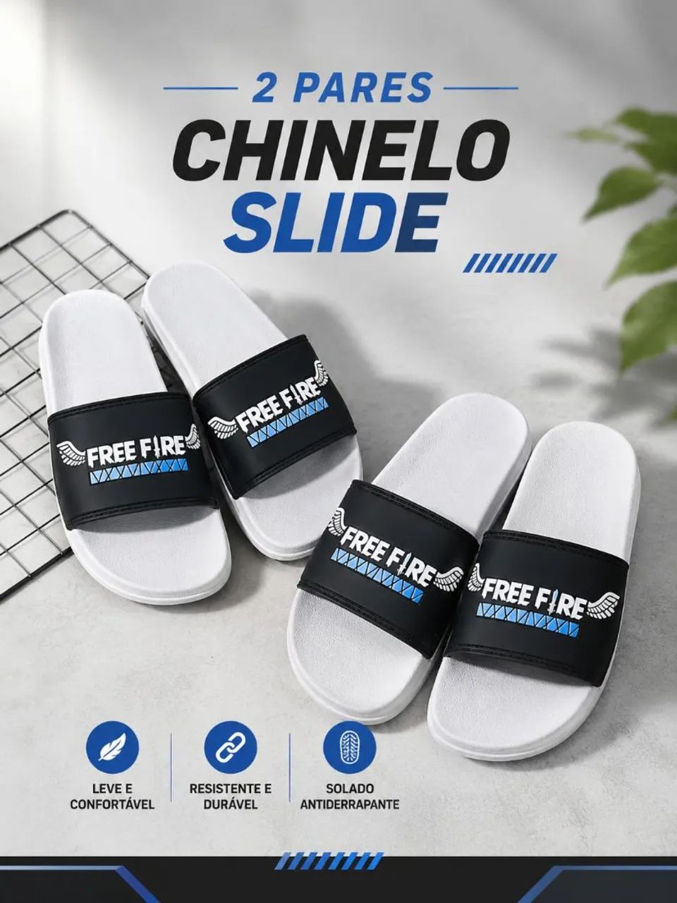 Kit 2 Pares Chinelo Slide