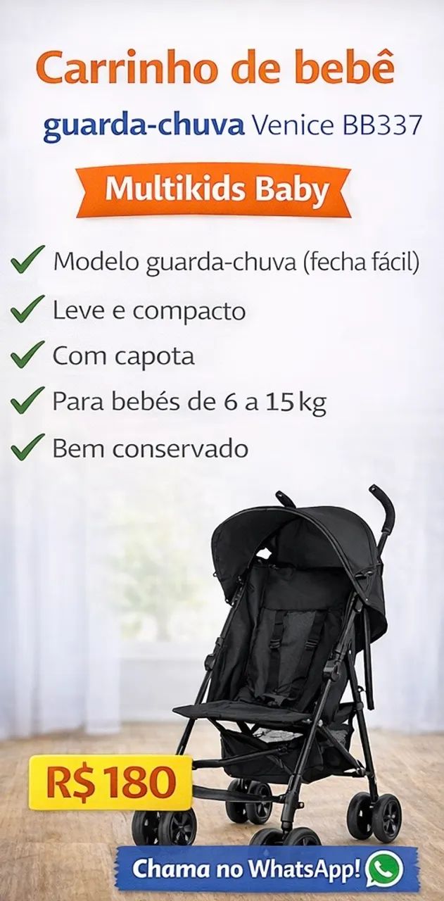 Carrinho de bebê guarda-chuva Venice BB337 - Multikids Baby ...