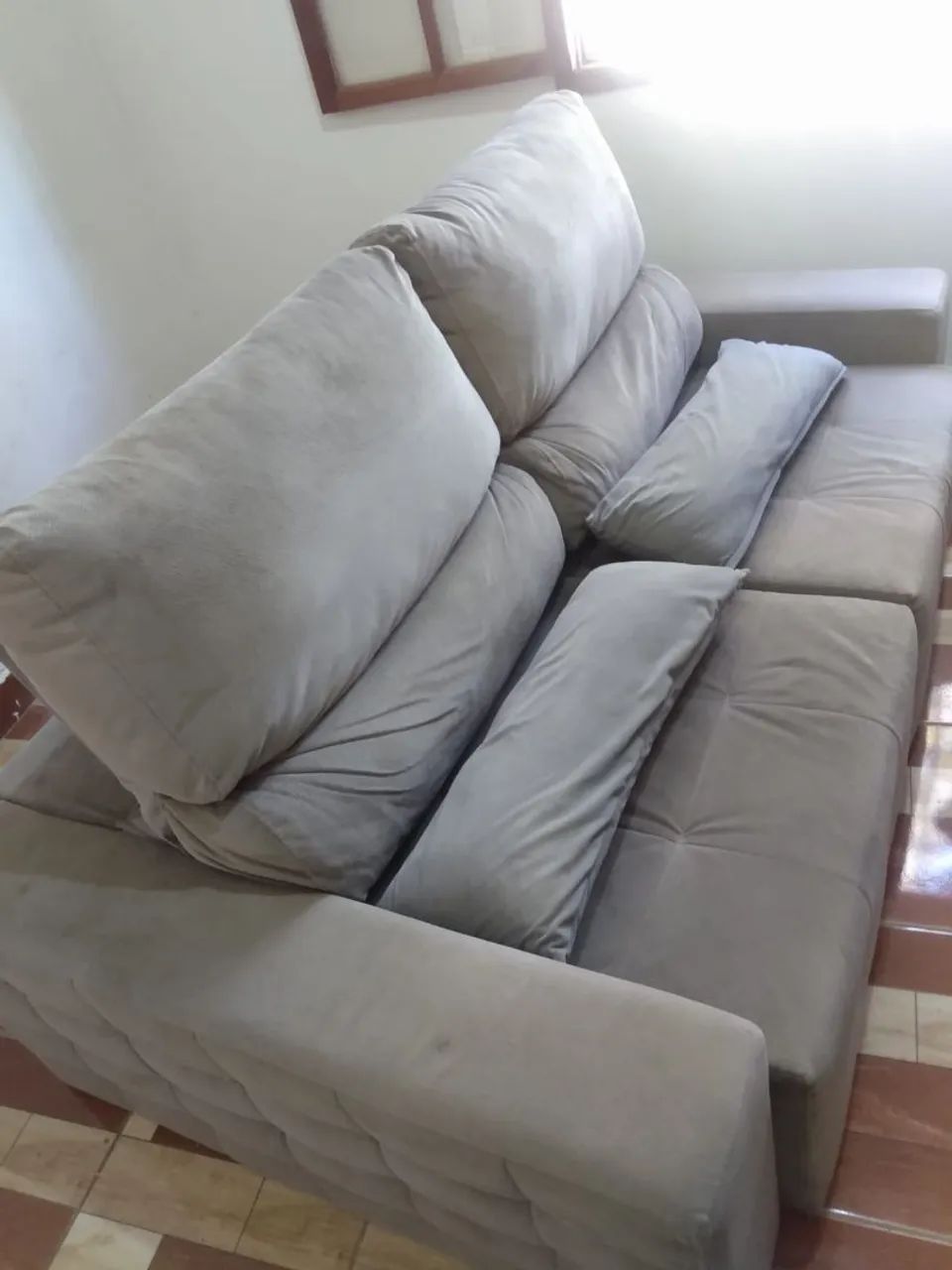 Sofá Retrátil 3 Lugares Suede 
