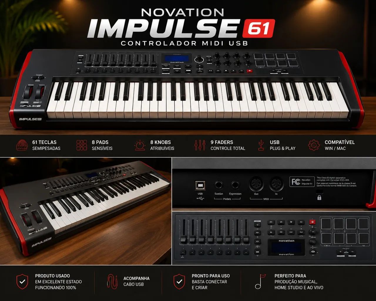 Controlador Midi Novation Impulse 61
