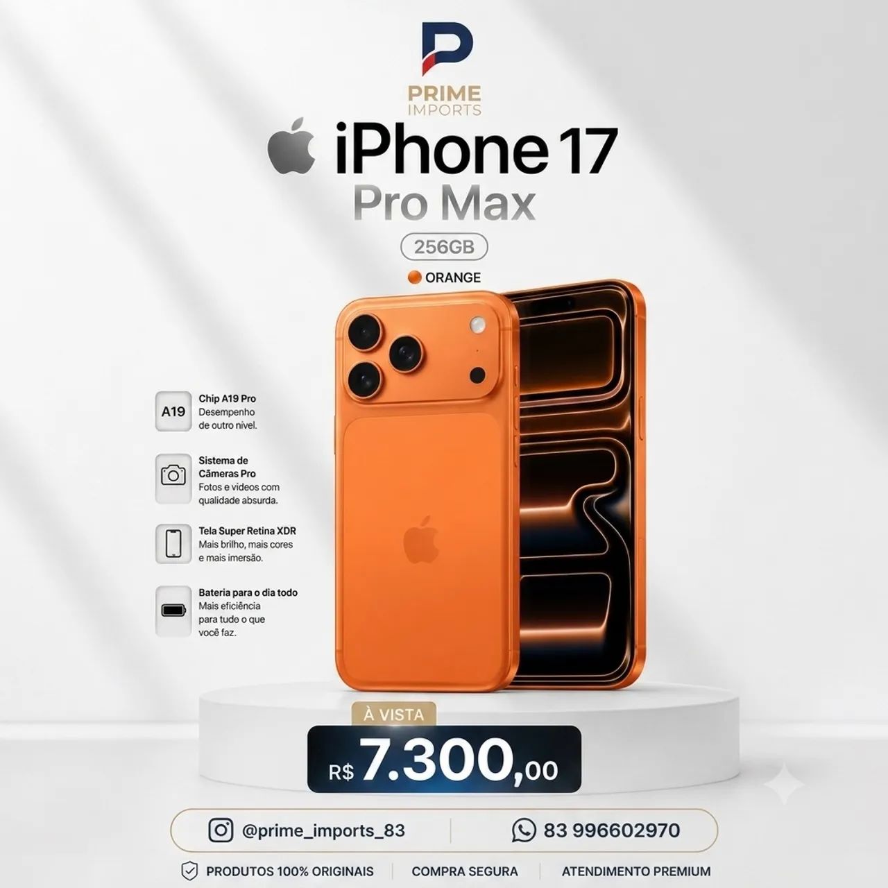 iPhone 17 Pro Max, 256gb - Laranja - Lacrado