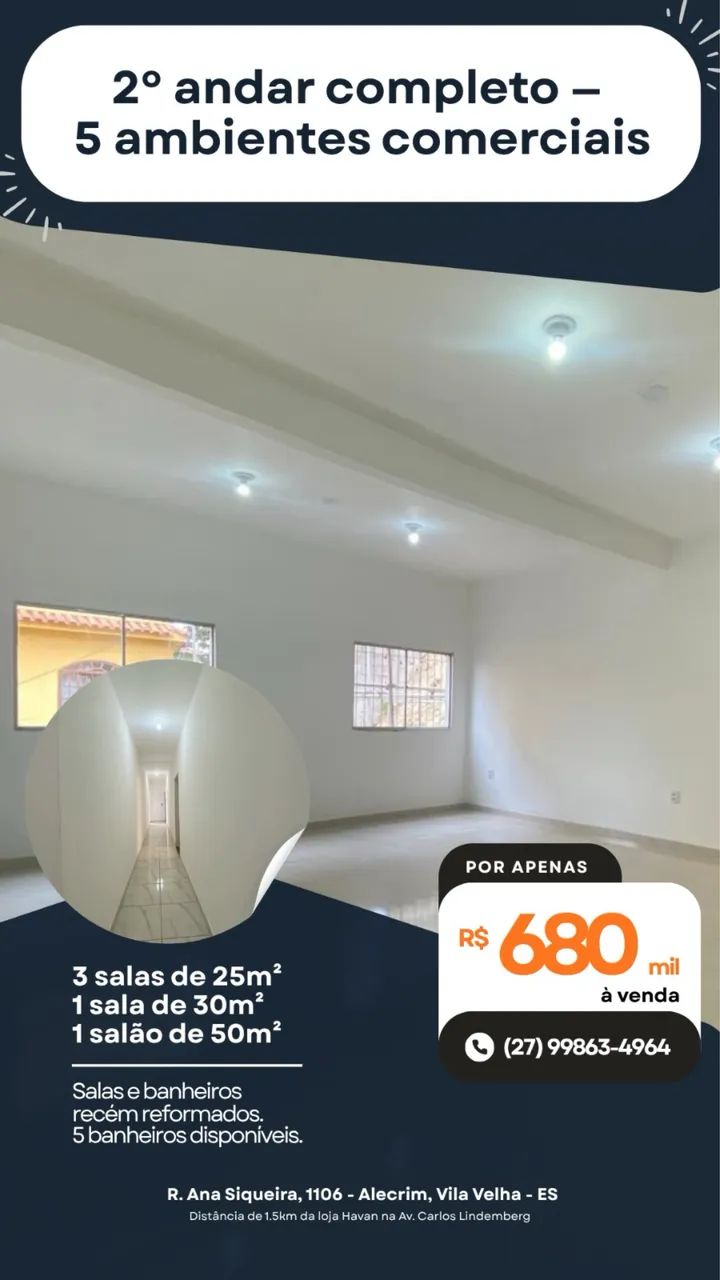 VENDO 5 salas comerciais 2° segundo andar vila velha