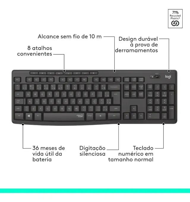 COMBO TECLADO E MOUSE SEM FIO LOGITECH MK295 SILENT - Foto 5