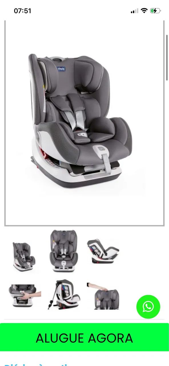 Cadeirinha infantil para carro, isofix, marca Chico  - Foto 2