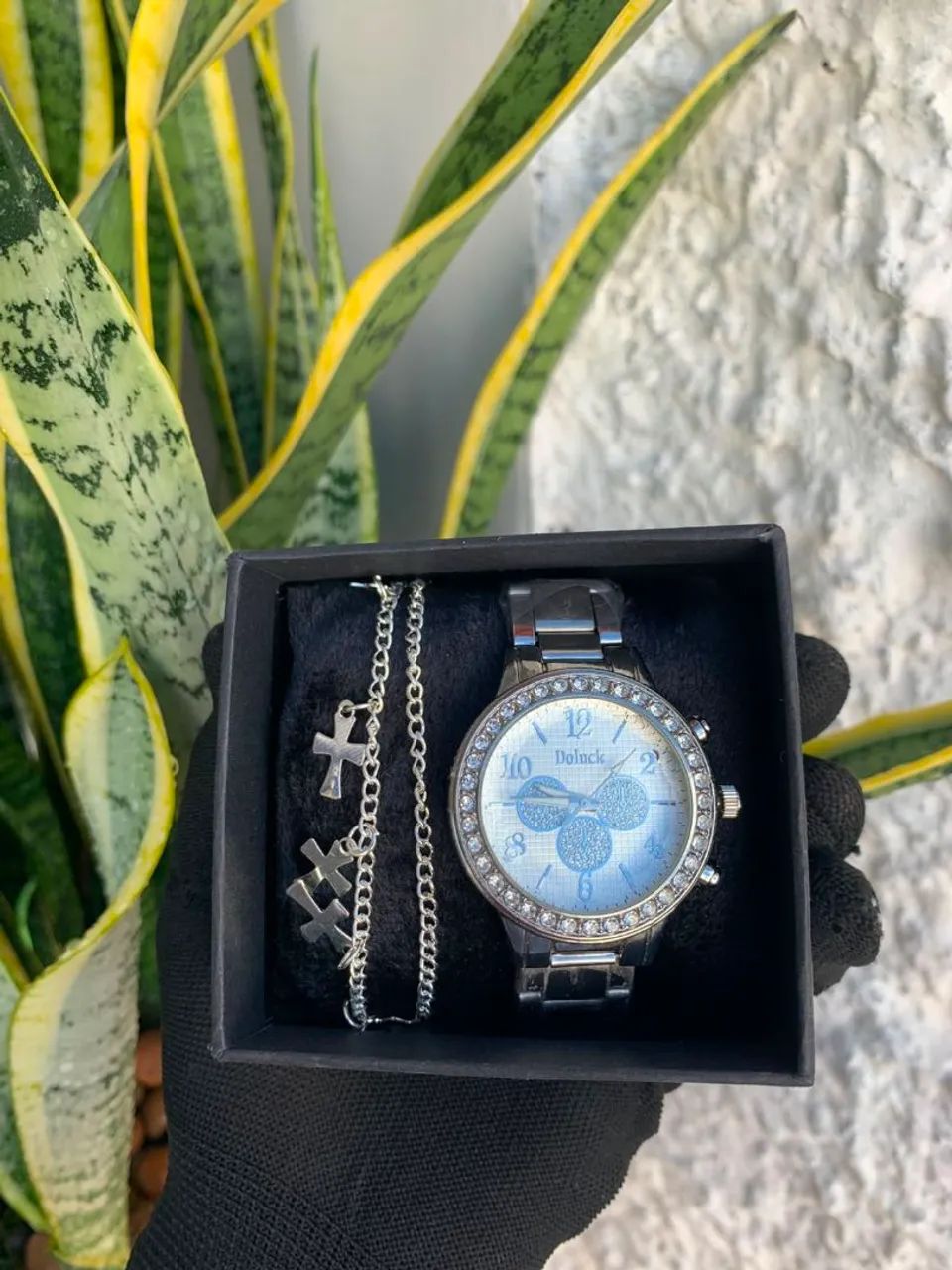 Kit relógio feminino + pulseira + caixa - Foto 5