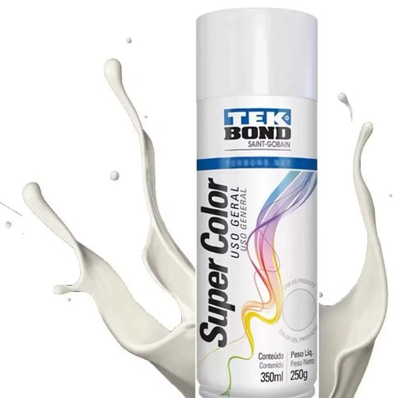 Kit Tinta Spray Tekbond Uso Geral 350ML Branco Brilhante Secagem Rápida - Foto 6