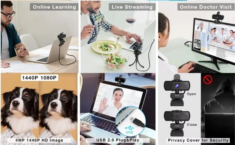 Webcam FIFINE K420, 2K 1440p Full HD, com Microfone e Tripé - Foto 3