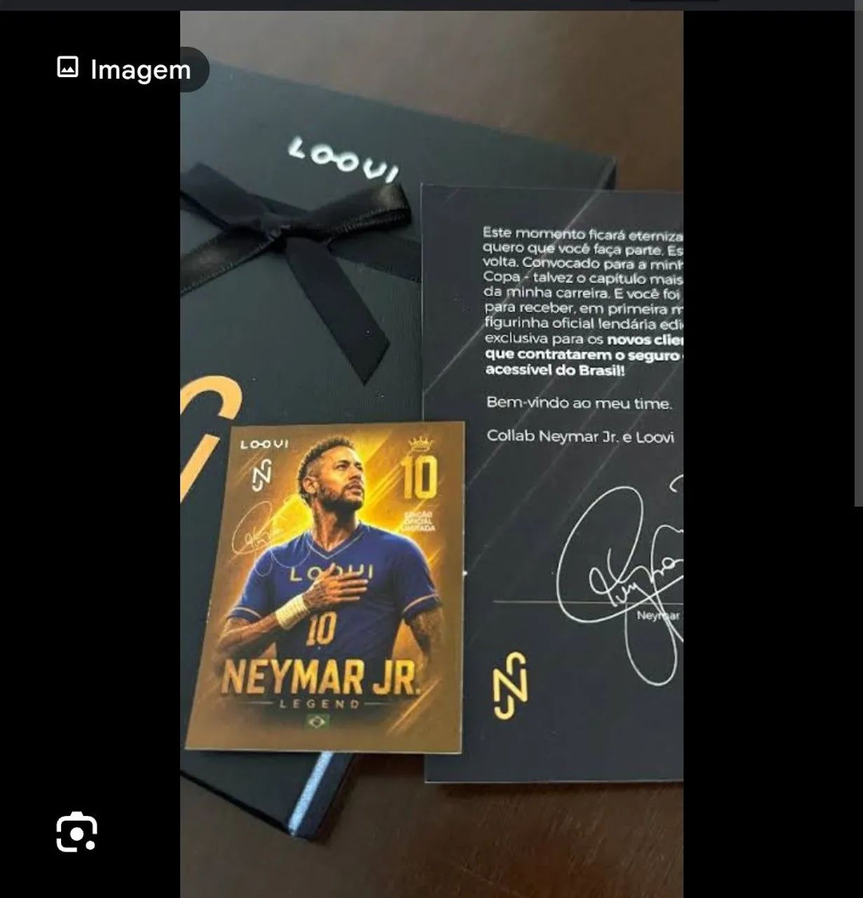 Figurinha neymar lendaria autografada