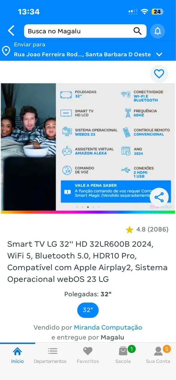 Tv Smart LG 32 lacrada  - Foto 3
