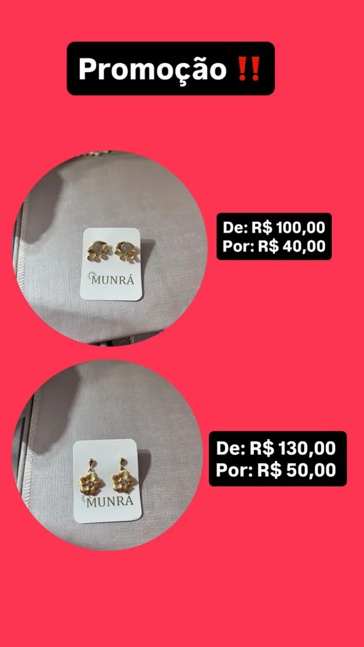 Brincos, ouro e prata 