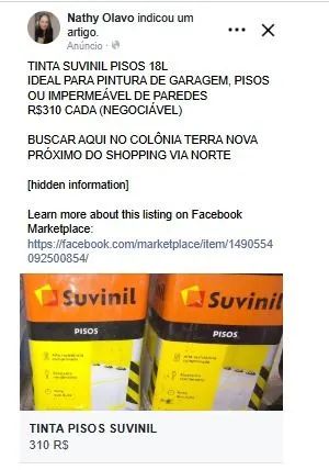 TINTAS SUVINIL PISOS 18L (Cinza) - Foto 4