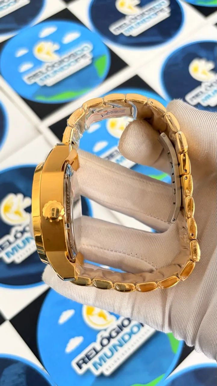 RELÓGIO BVLG AUTOMATICO DOURADO E FUNDO  VERDE - Foto 4