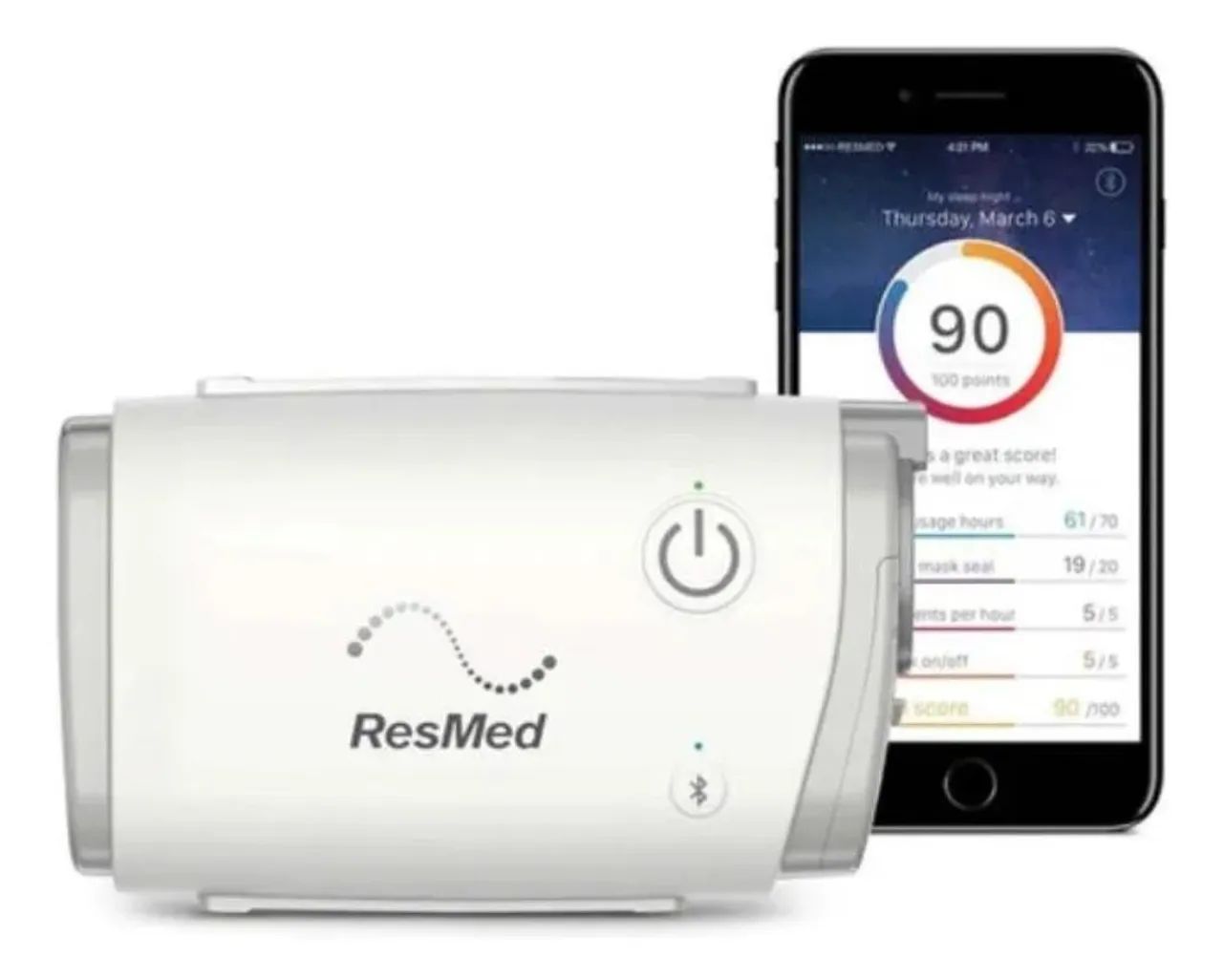 CPAP Resmed Airmini 1 semana de uso + setup para máscara N20 e F20 + humidx
