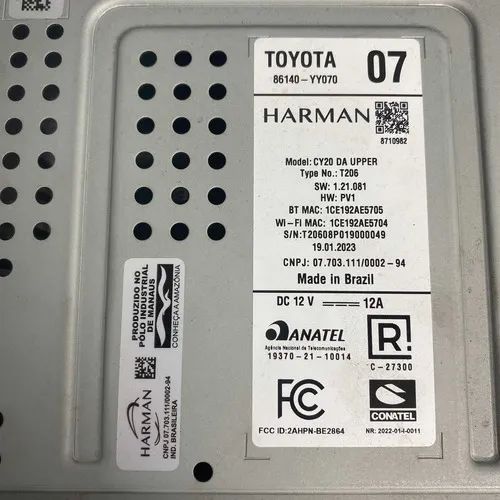 KR Multimídia Toyota Corolla Cross 2023/2024 | 86140yy070 - Peças